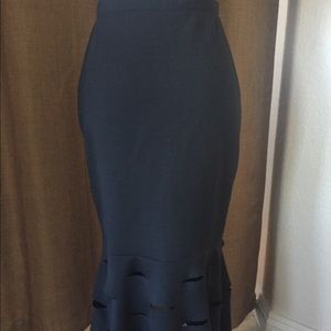 Midi black skirt w/ laser cut slits